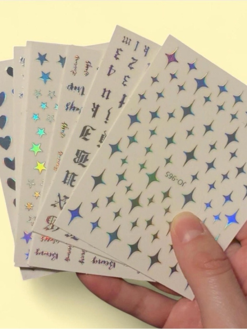Pack of holographic nail stickers